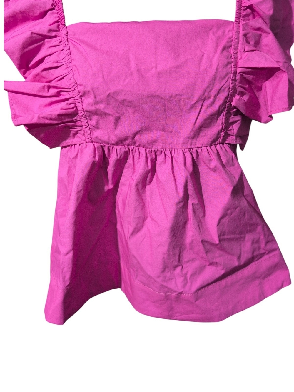 Free Assembly Pink Ruffle Sleeve Square Neck Top Size S (4-6) NWT - Picture 5 of 11